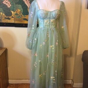 Cinderella Floral Handmade Pastel Tulle Ankle Length Preowned